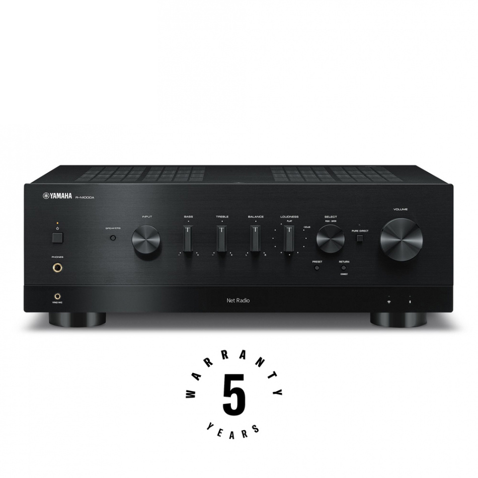 Yamaha R-N1000A streamingforsterker med MusicCast, RIAA-trinn & radio, svart