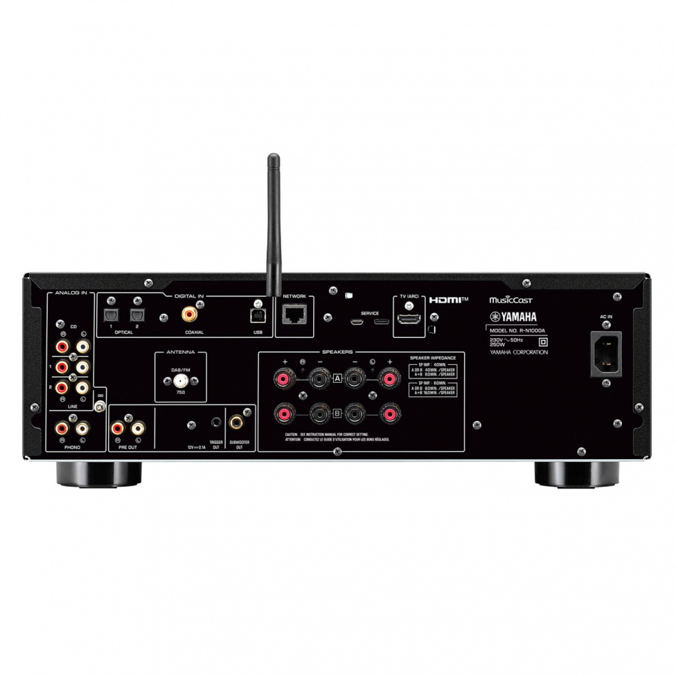 Yamaha R-N1000A streamingforsterker med MusicCast, RIAA-trinn & radio, svart