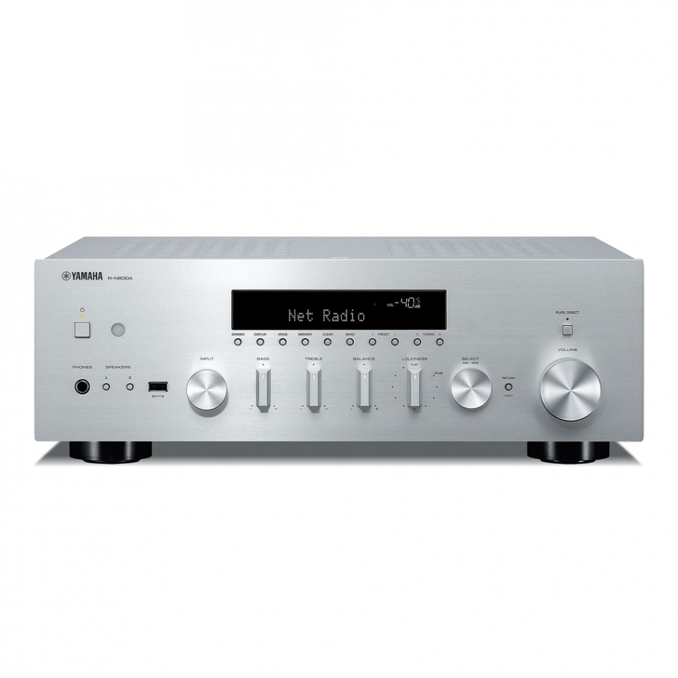 Yamaha R-N600A streamingforsterker med MusicCast, RIAA-trinn & radio, sølv