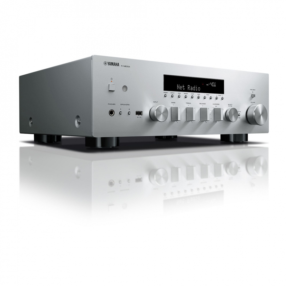 Yamaha R-N600A streamingforsterker med MusicCast, RIAA-trinn & radio, sølv