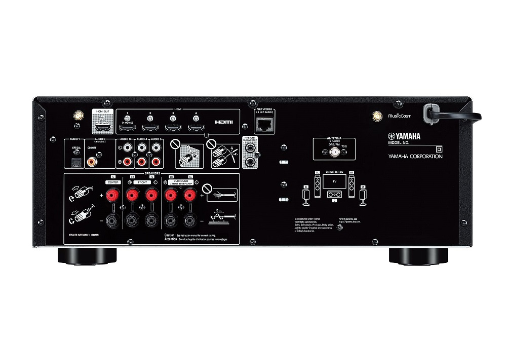 Yamaha RX-V4A hjemmekinoforsterker med MusicCast, svart Retureksemplar