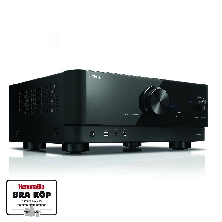 Yamaha RX-V4A hjemmekinoforsterker med MusicCast, svart