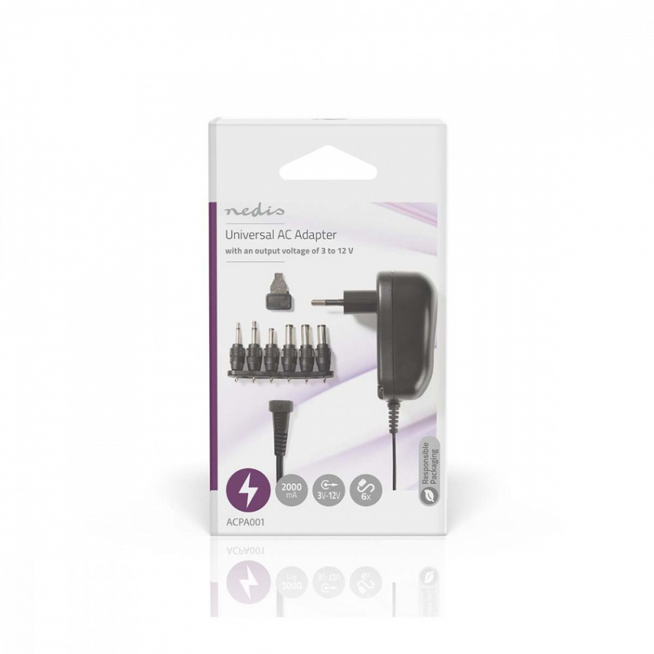 Nedis universal nettadapter 3-12V DC / 2.0A