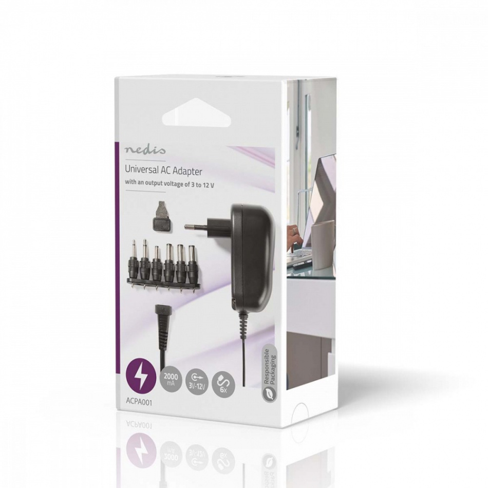 Nedis universal nettadapter 3-12V DC / 2.0A