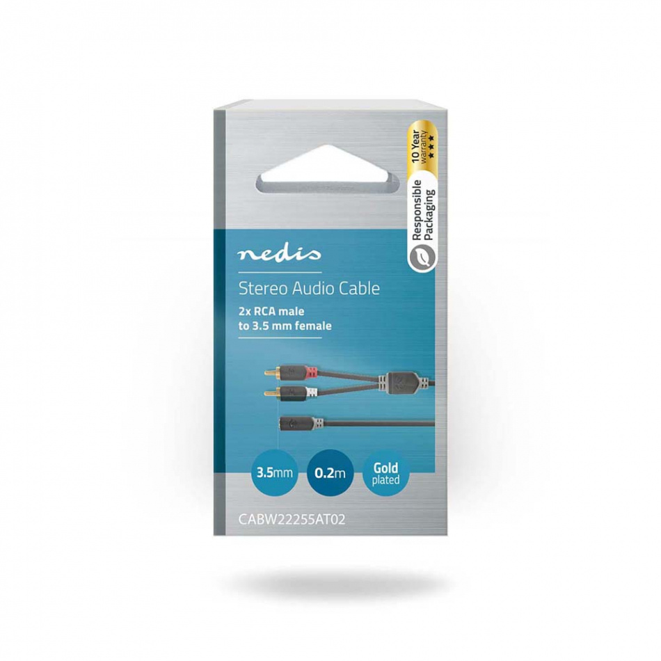 Nedis CAB-W22255 adapterkabel 3,5 mm hunn-RCA hann 0,2 meter