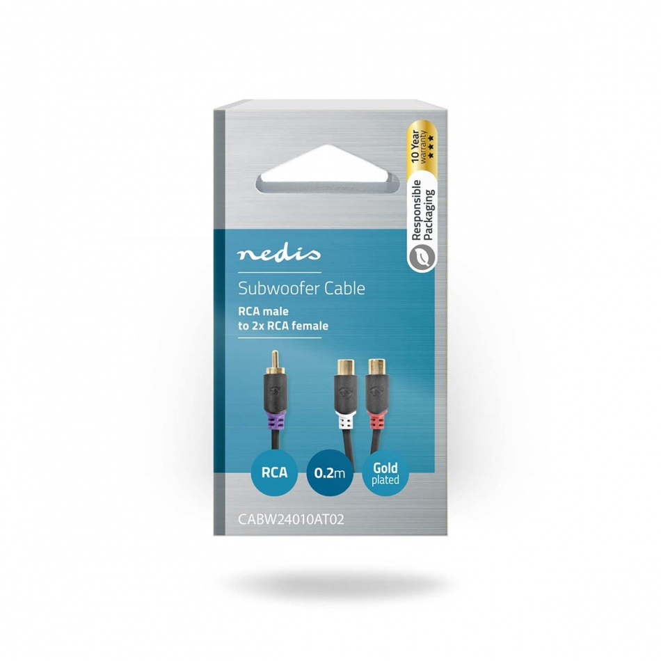 Nedis CAB-W24010AT02 subwoofer Y-kabel 1M2F, 0,2 meter