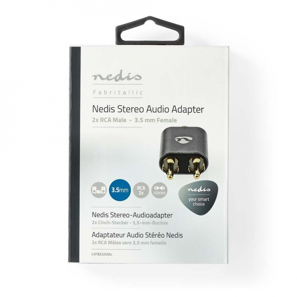Nedis CATB22255AL, stereoadapter 3.5mm hunn -> 2RCA hanner