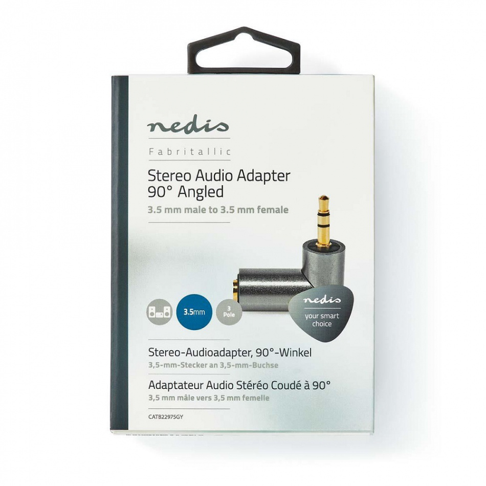 Nedis CATB22975GY, vinklet 3.5mm stereo adapterplugg hann-hunn