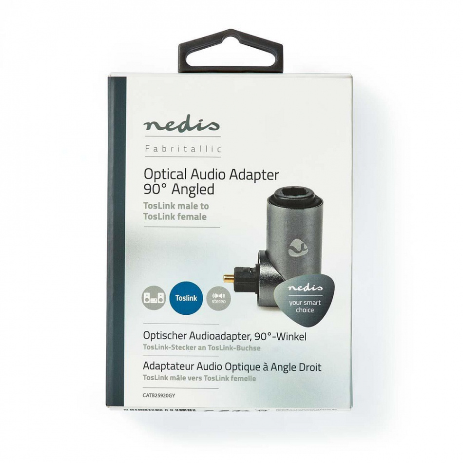 Nedis CATB25920GY, optisk vinklet adapterplugg hunn-hann