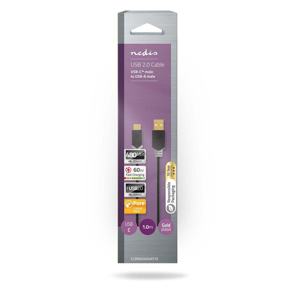Nedis CCB-W60600AT USB 2.0-kabel USB-A til USB-C