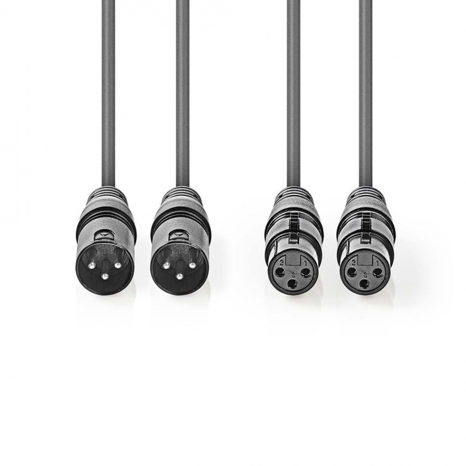 Nedis XLR-lydkabel for stereo, XLR hann - XLR hunn
