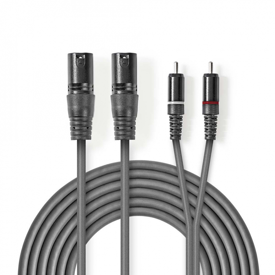 Nedis XLR-lydkabel for stereo, XLR hann - RCA hann