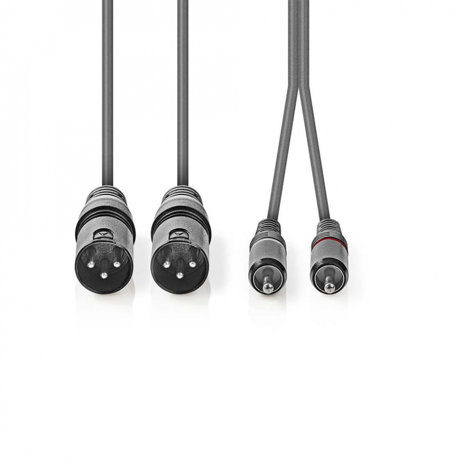 Nedis XLR-lydkabel for stereo, XLR hann - RCA hann
