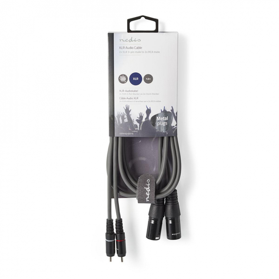 Nedis XLR-lydkabel for stereo, XLR hann - RCA hann