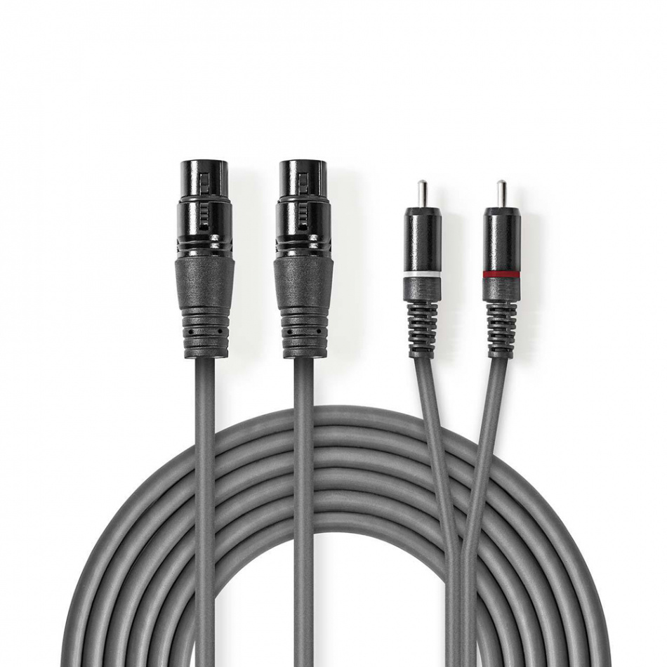 Nedis XLR-lydkabel for stereo, XLR hunn - RCA hann