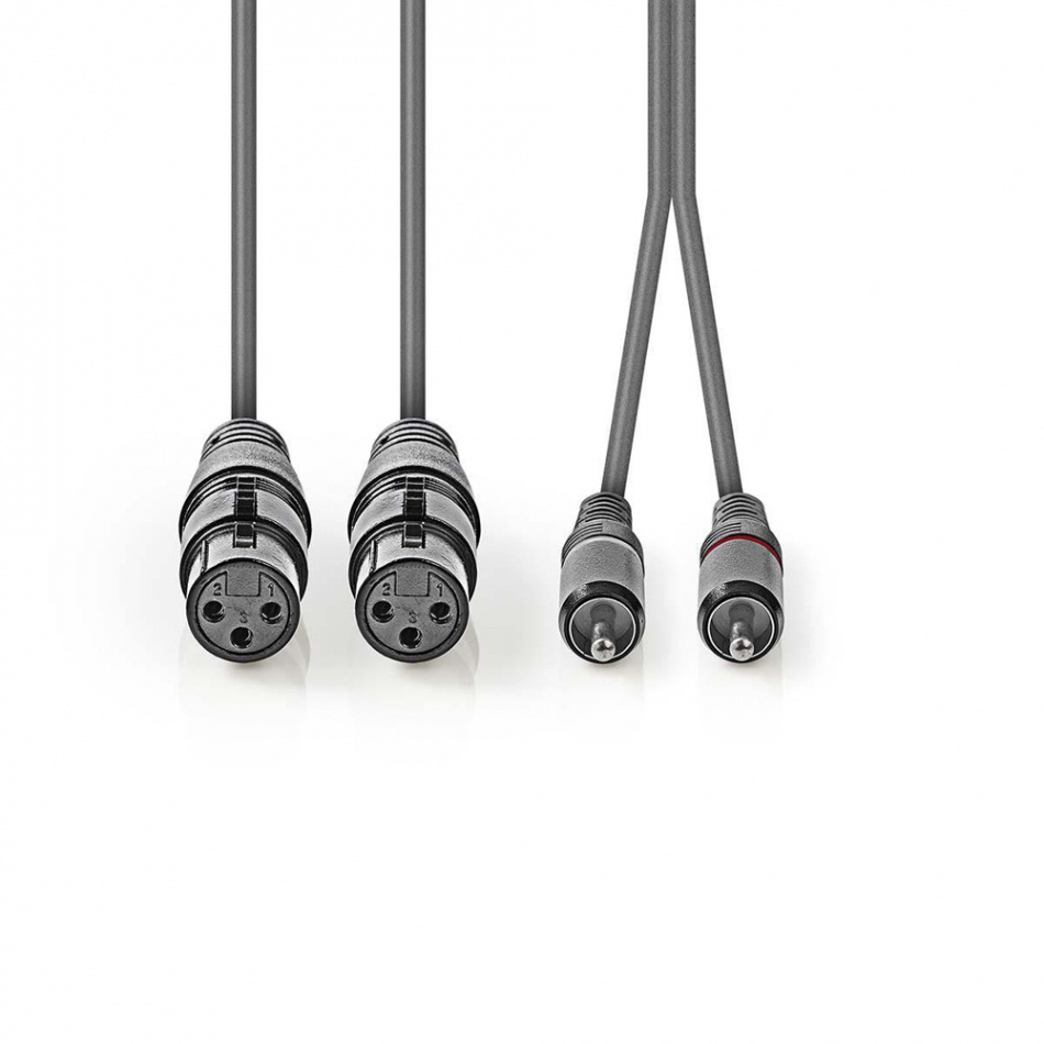Nedis XLR-lydkabel for stereo, XLR hunn - RCA hann