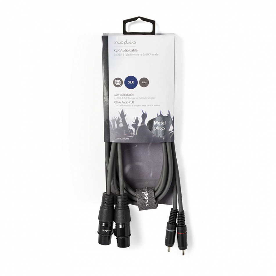 Nedis XLR-lydkabel for stereo, XLR hunn - RCA hann