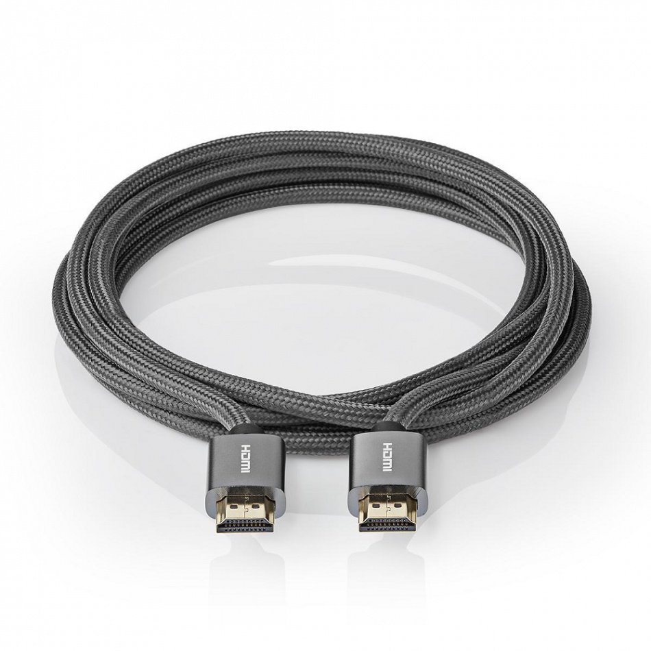 Nedis CVT-B34, HDMI-kabel med Ethernet & 4K metallgrå