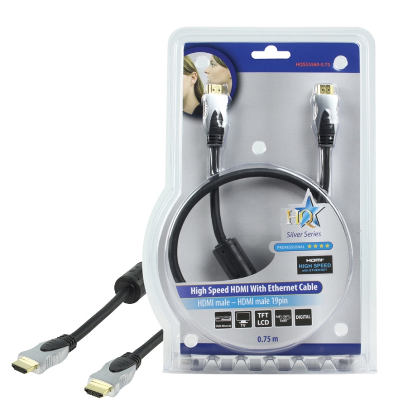 HQ HDMI-kabel med Ethernet, mørkgrå