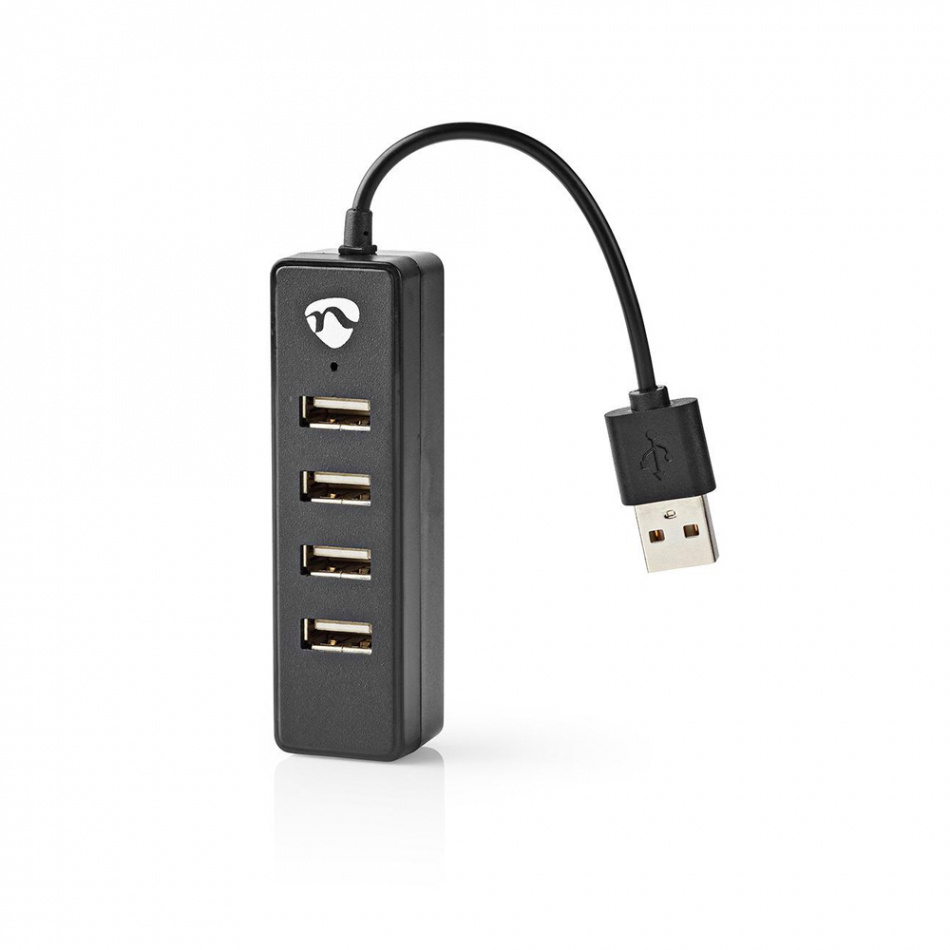 Nedis 4-ports USB 2.0-hub, 1x USB-A hann -> 4x USB-A hunn