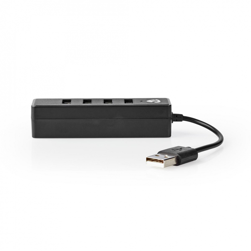 Nedis 4-ports USB 2.0-hub, 1x USB-A hann -> 4x USB-A hunn