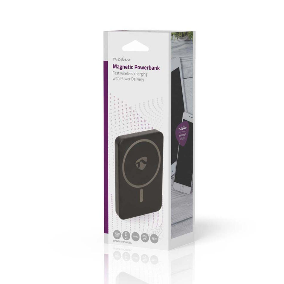 Nedis UPBK-W15 Powerbank med trådløs lading, 5.000 mAh 15W