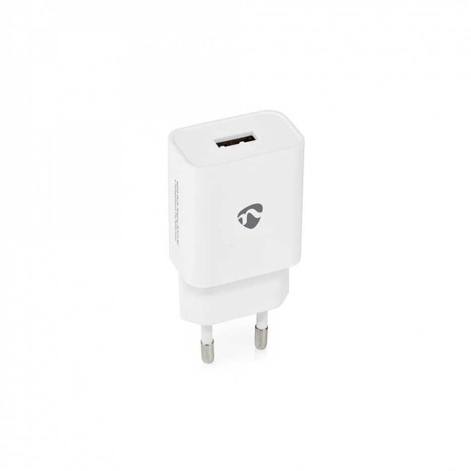 Nedis USB-A strømadapter 2.4A, hvit