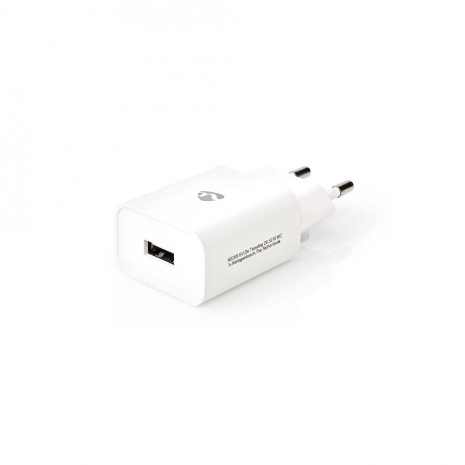Nedis USB-A strømadapter 2.4A, hvit