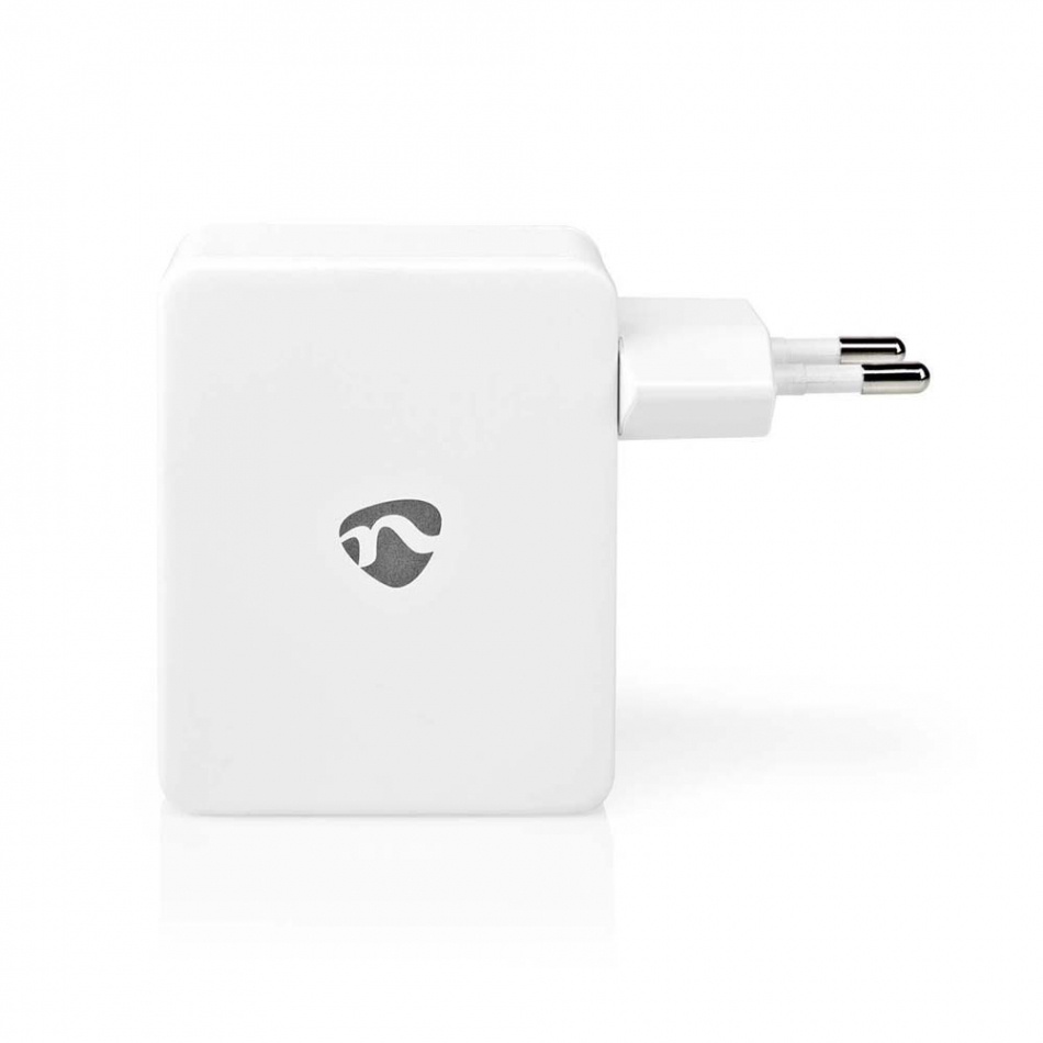 Nedis USB-A strømadapter 4 x 2.4A, hvit