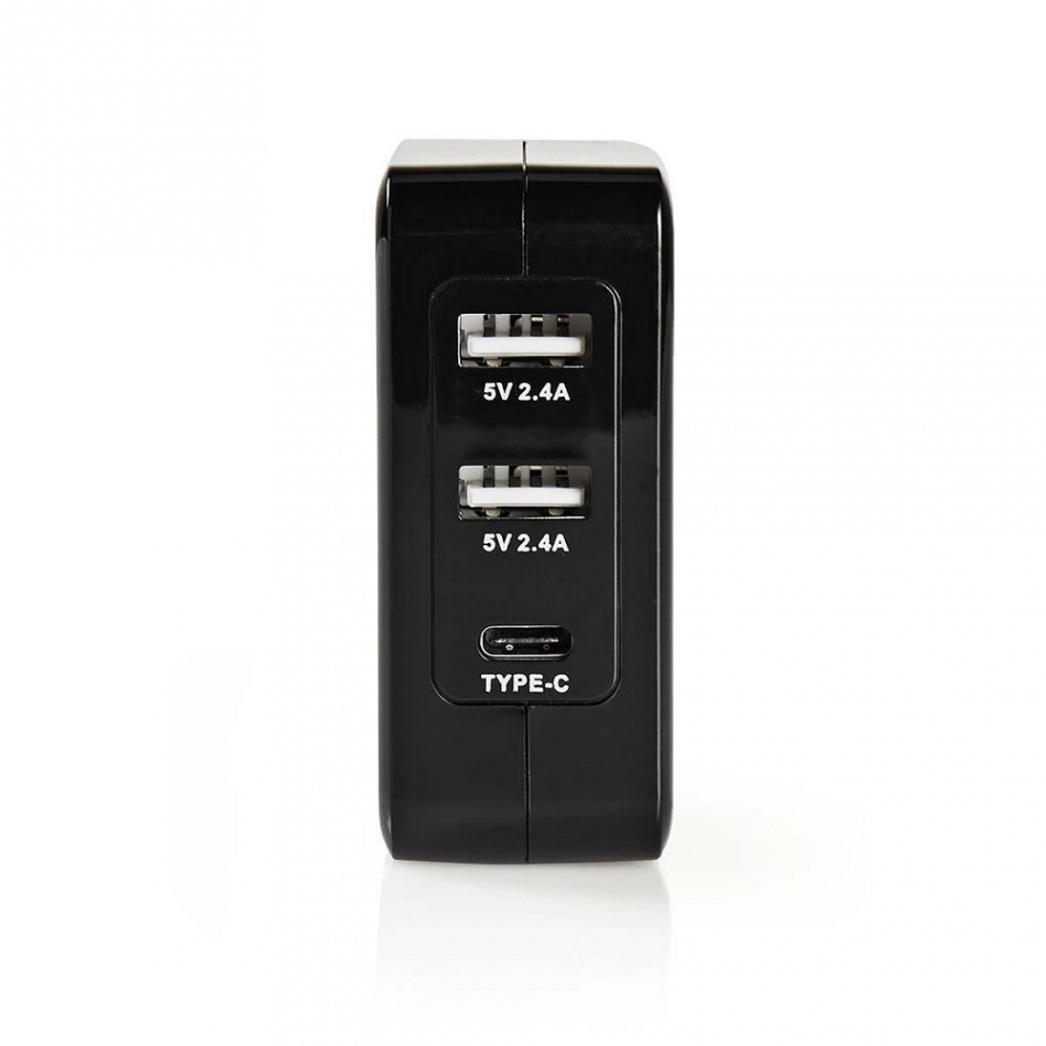 Nedis USB-vegglader 4.8A 2xUSB-A og 1xUSB-C, svart