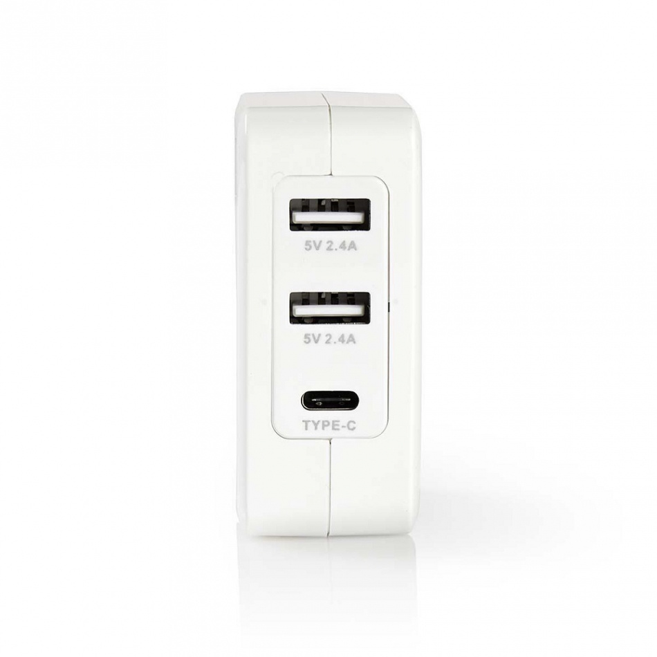 Nedis USB-vegglader 4.8A 2xUSB-A og 1xUSB-C, hvit