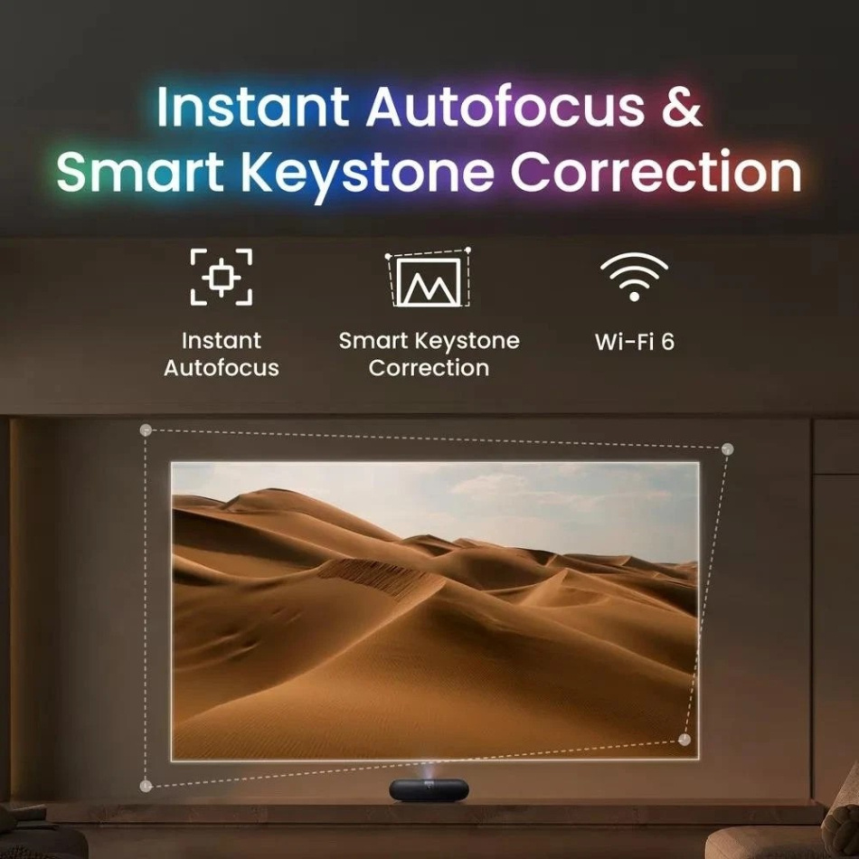 Yaber K300s, UST-laserprojektor med Google TV, Sound by JBL & Dolby Audio