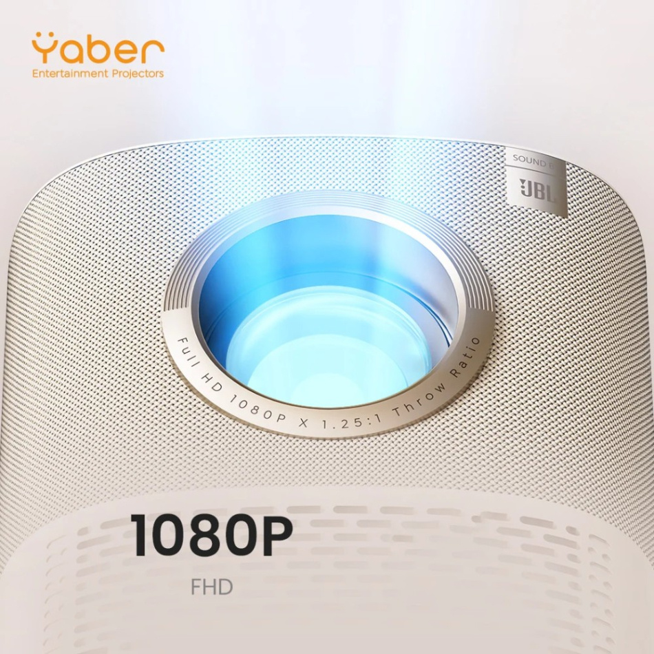 Yaber T2 Plus GTV, bærbar Full HD-projektor med Sound by JBL og batteridrift