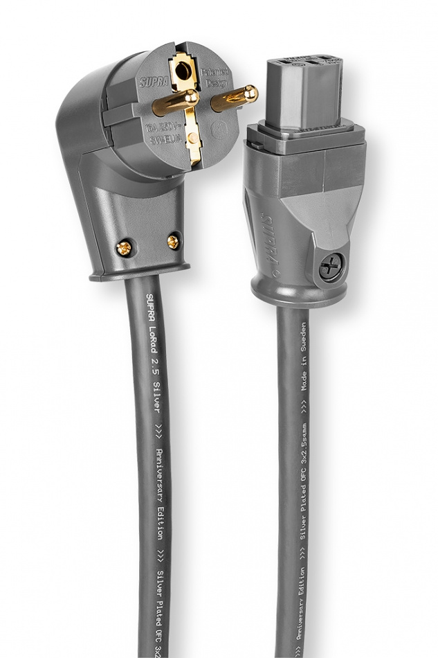 Supra Lorad 2.5 SPC strømkabel 10 Ampere, vinklet støpsel