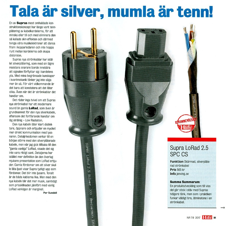 Supra LoRad SPC 3x2.5, skjermet strømkabel løpemeter
