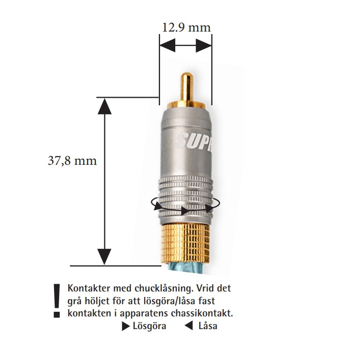 Supra RCA-8 SL lavnivåkontakter, et par