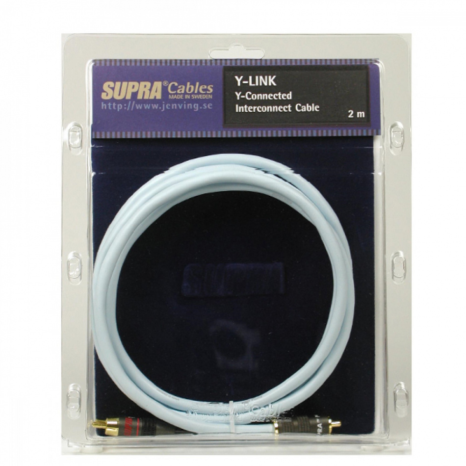 Supra Y-Link, subwooferkabel, isblå