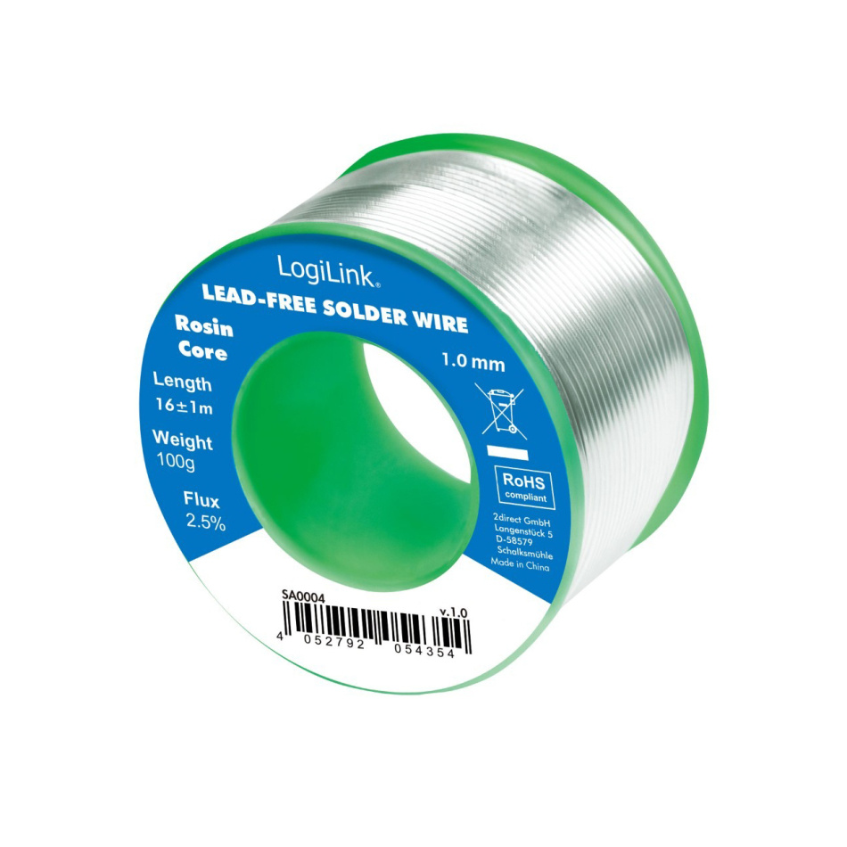 LogiLink SA0004 blyfritt loddetinn, 1.00mm 100 gram