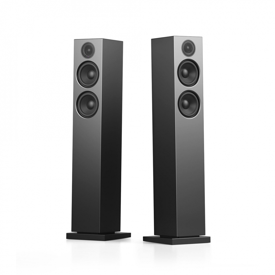 Audio Pro A38 W strømmingshøyttaler drevet av Linkplay med HDMI ARC, svart par