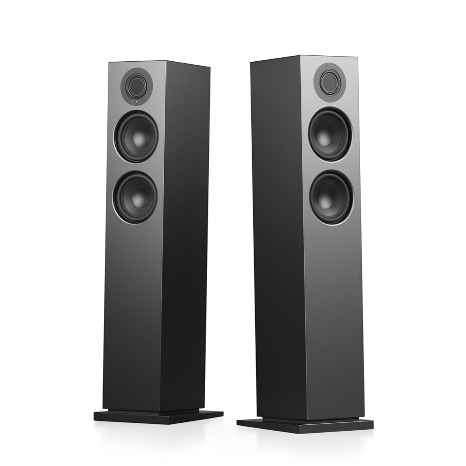 Audio Pro A48 W strømmingshøyttaler drevet av Linkplay med HDMI ARC, svart par