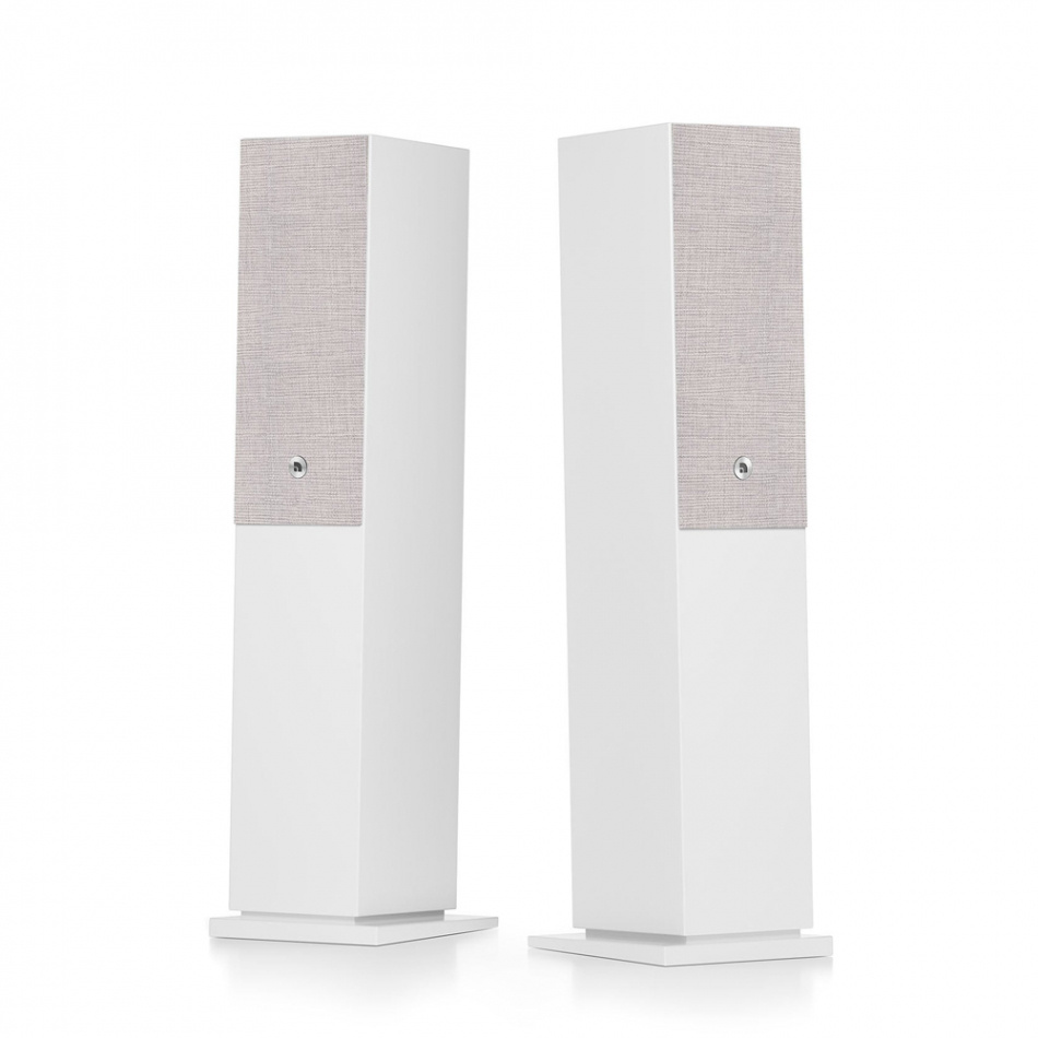Audio Pro A48 W strømmingshøyttaler drevet av Linkplay med HDMI ARC, hvitt par