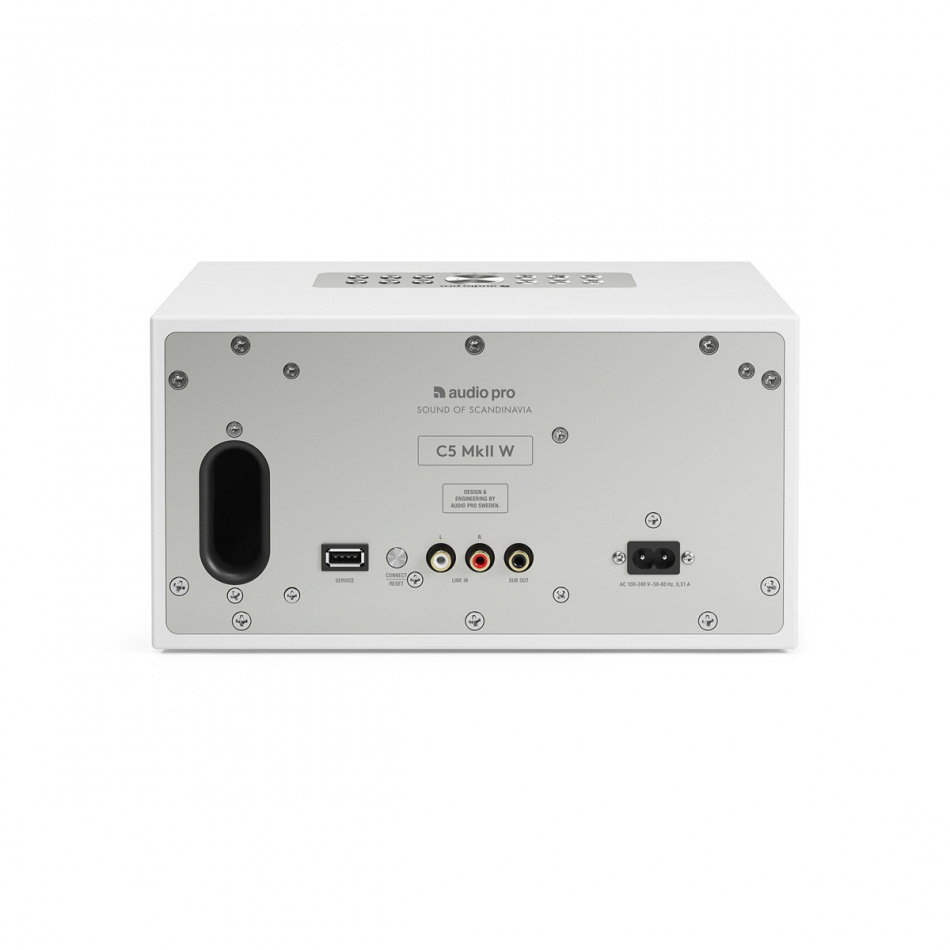Audio Pro C5 MKII W WiFi-høyttaler med Chromecast & AirPlay 2, hvit