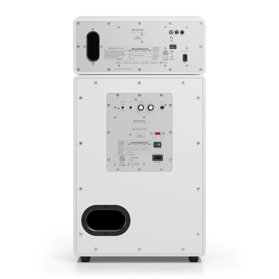 Audio Pro Drumfire II W, WiFi-høyttaler med Chromecast & AirPlay 2 hvit