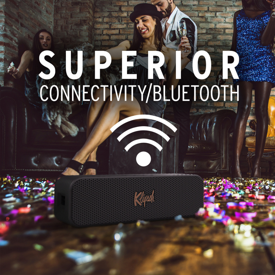 Klipsch Detroit, bærbar Bluetooth-høyttaler med IP67-klassifisering