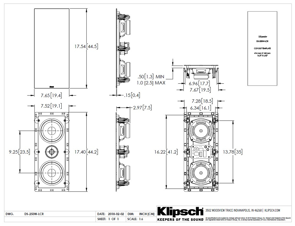 Klipsch DS-250W-LCR, vegghøyttaler stk