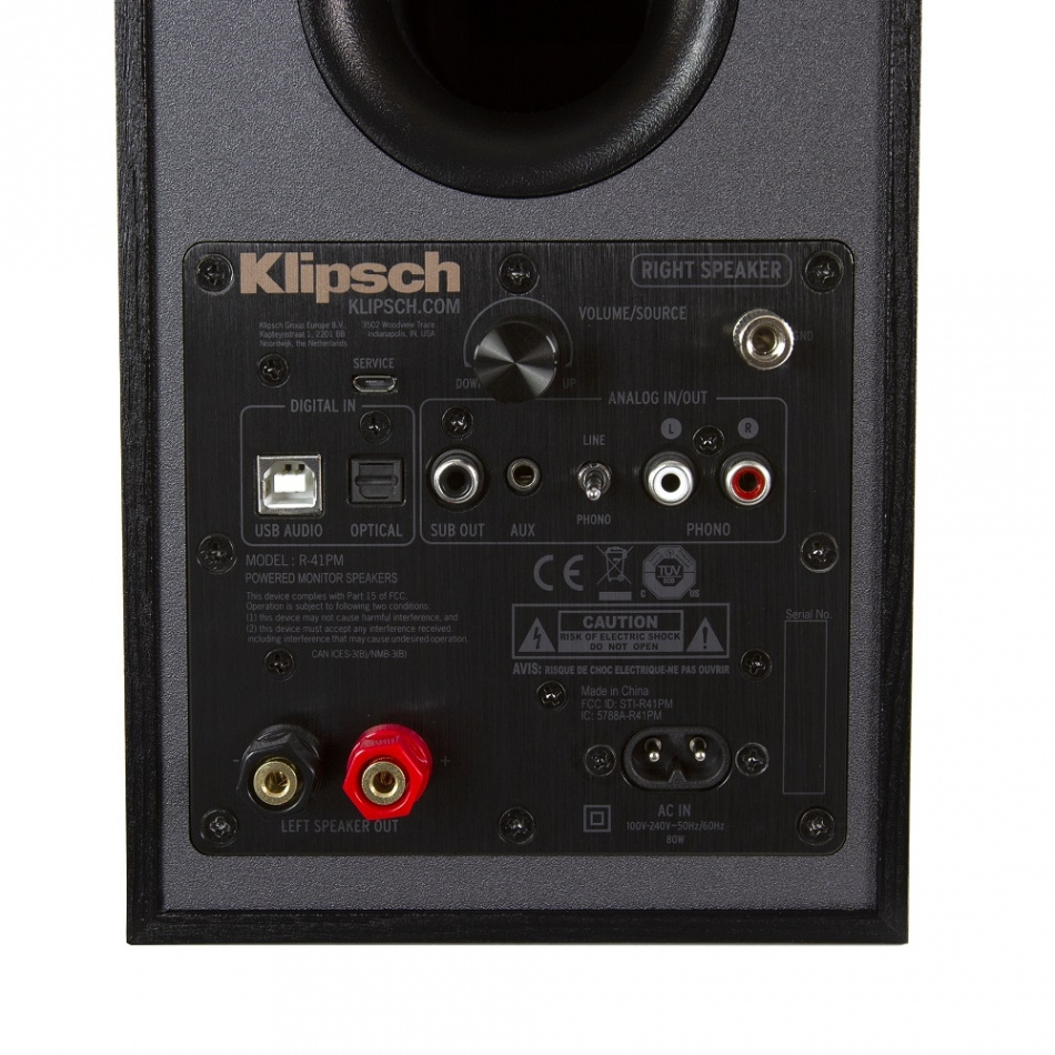Klipsch R-41PM aktive høyttalere med Bluetooth, RIAA-trinn & DAC, svart par