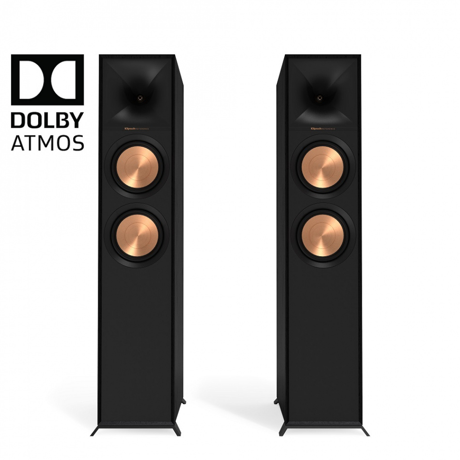 Klipsch R-605FA hornladede gulvhøyttalere med Dolby Atmos, svart par