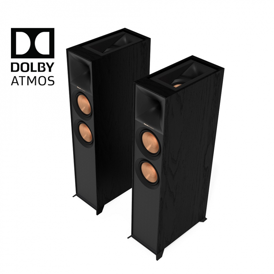 Klipsch R-605FA hornladede gulvhøyttalere med Dolby Atmos, svart par