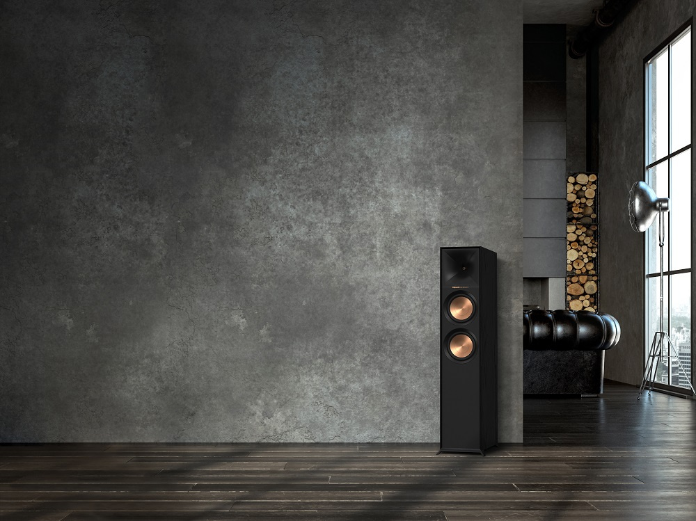 Klipsch R-605FA hornladede gulvhøyttalere med Dolby Atmos, svart par