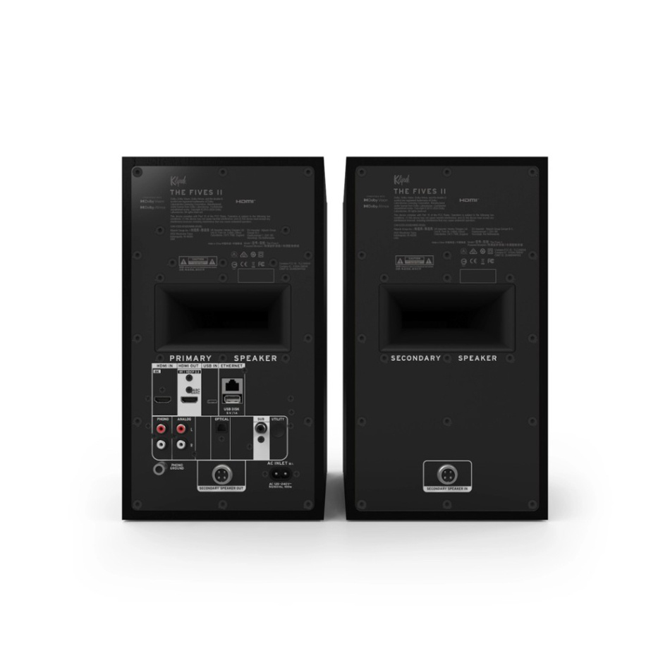 Klipsch The Fives II streaminghøyttalere med HDMI & Dolby Atmos, svart par